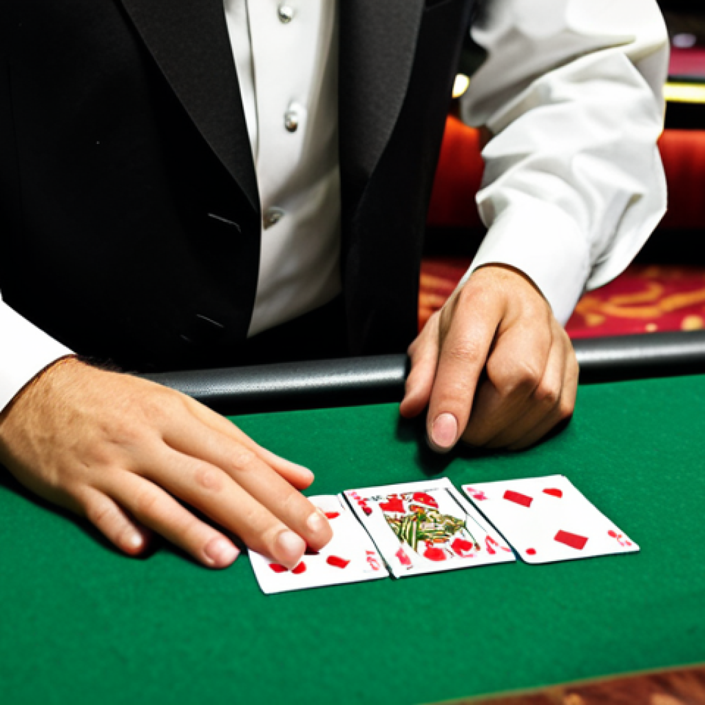 Blackjack Dealer**

"A professional casino dealer, fully clothed in a crisp uniform with a bow tie, dealing blackjack cards at a green felt table in a busy casino. Chips are neatly stacked. Safe for work, appropriate content, professional, perfect anatomy, correct proportions, well-formed hands, proper finger count, high resolution, realistic lighting."

**