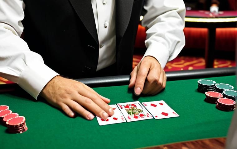 Blackjack Dealer**

"A professional casino dealer, fully clothed in a crisp uniform with a bow tie, dealing blackjack cards at a green felt table in a busy casino. Chips are neatly stacked. Safe for work, appropriate content, professional, perfect anatomy, correct proportions, well-formed hands, proper finger count, high resolution, realistic lighting."

**