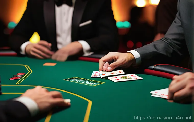 카지노 딜러 전문용어 및 해석 - **Prompt:** A dynamic, medium shot of a professional female blackjack dealer, mid-action, extending ...