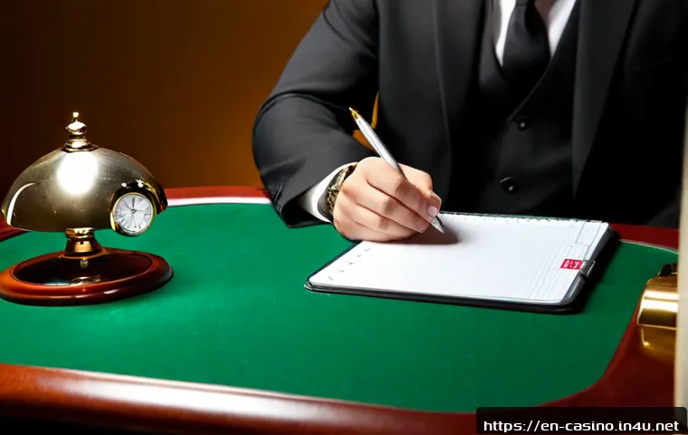 카지노 딜러를 위한 업무 일지 작성법 - Photorealistic casino dealer in a neat formal uniform seated at a quiet back-office desk after a shi...